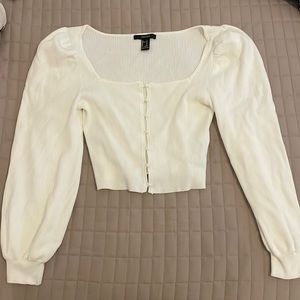 Forever 21, off white l thick crop sweater with pearl beads, Size S